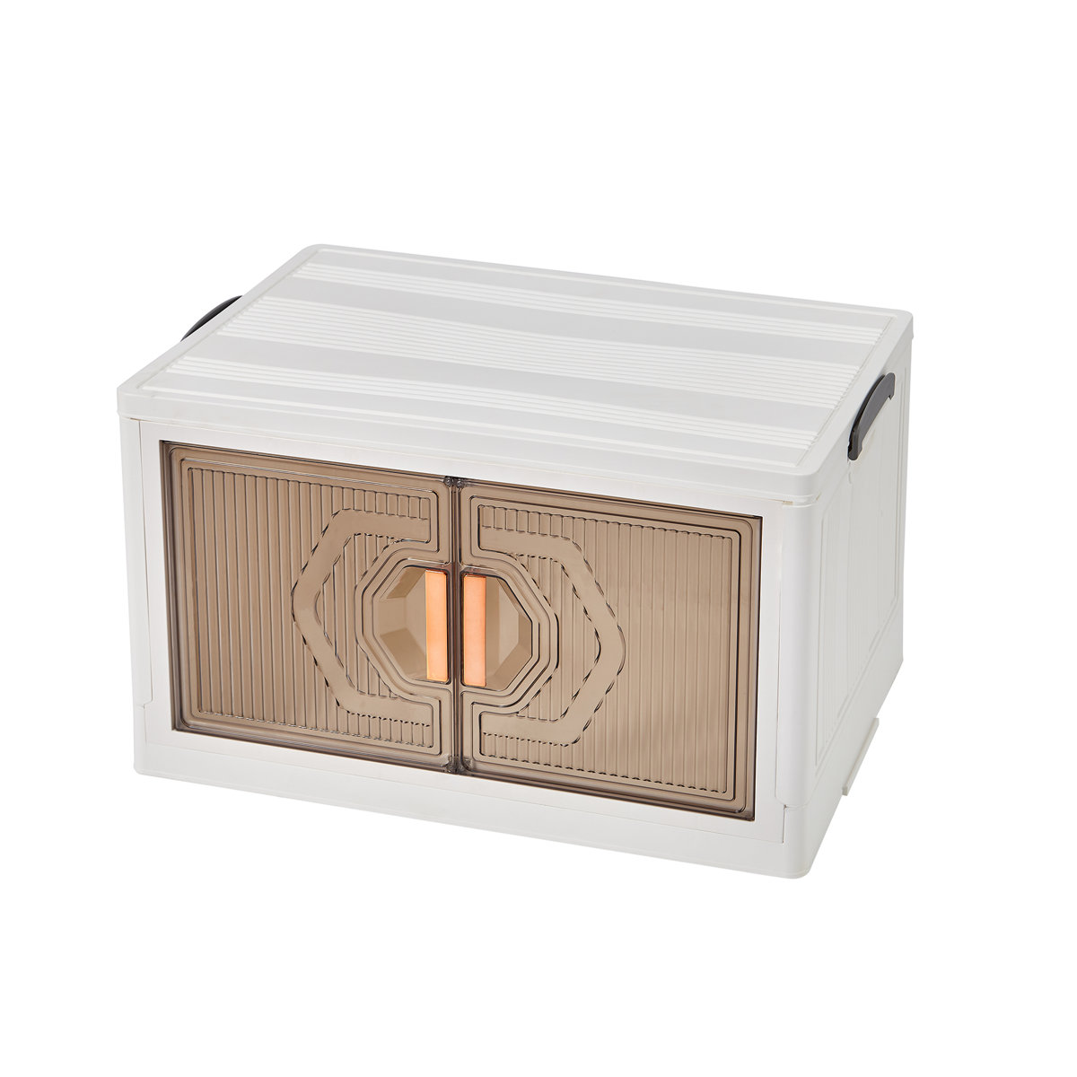 Canas 3 Pack Stackable Storage Bins 70 QT Folding Organizer Boxes Collapsible Closet With Doors Wheels Lid